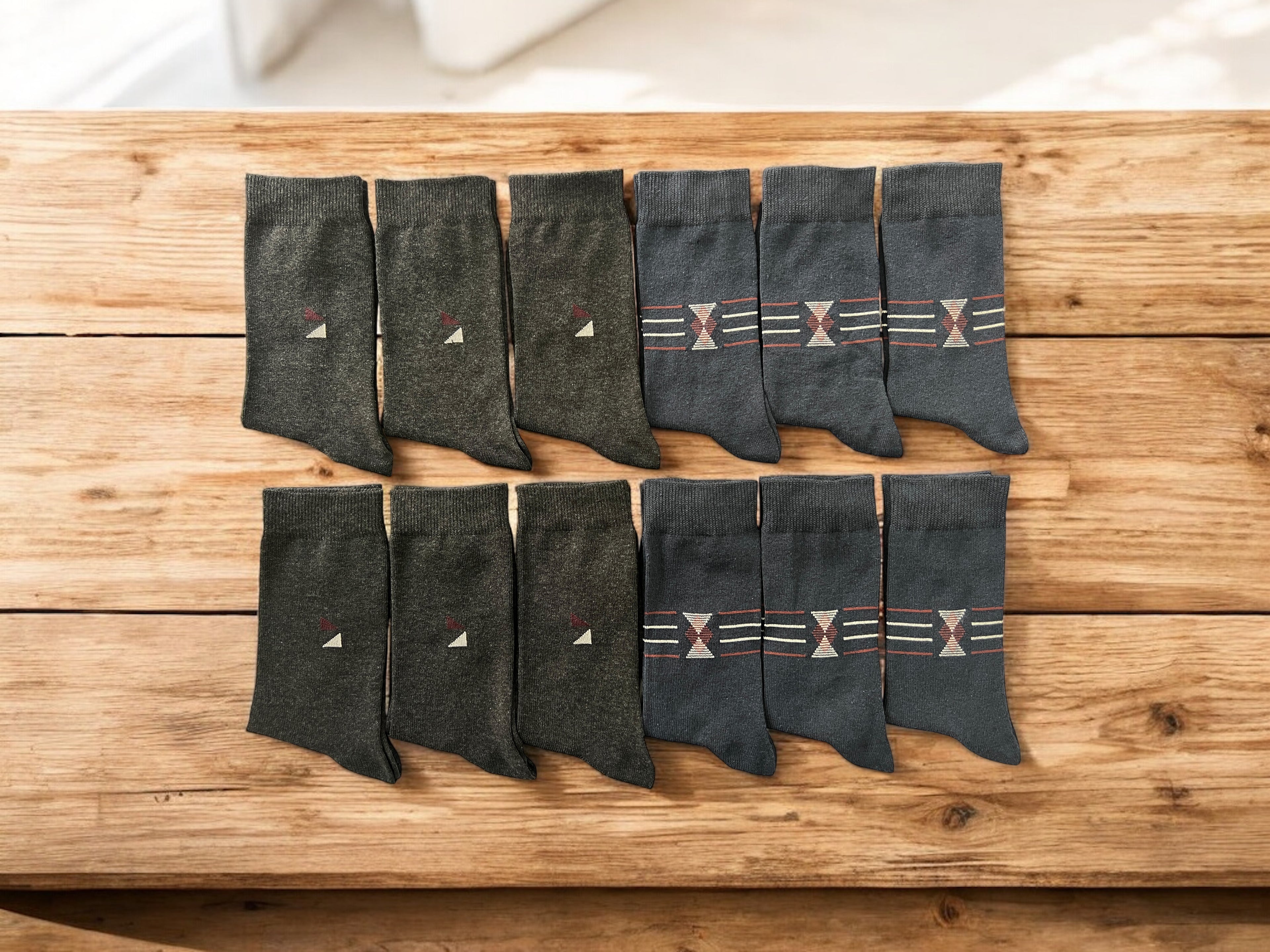 Erkek 6’lı Pamuklu Füme Ve Lacivert Karışık Soket Çorap Seti