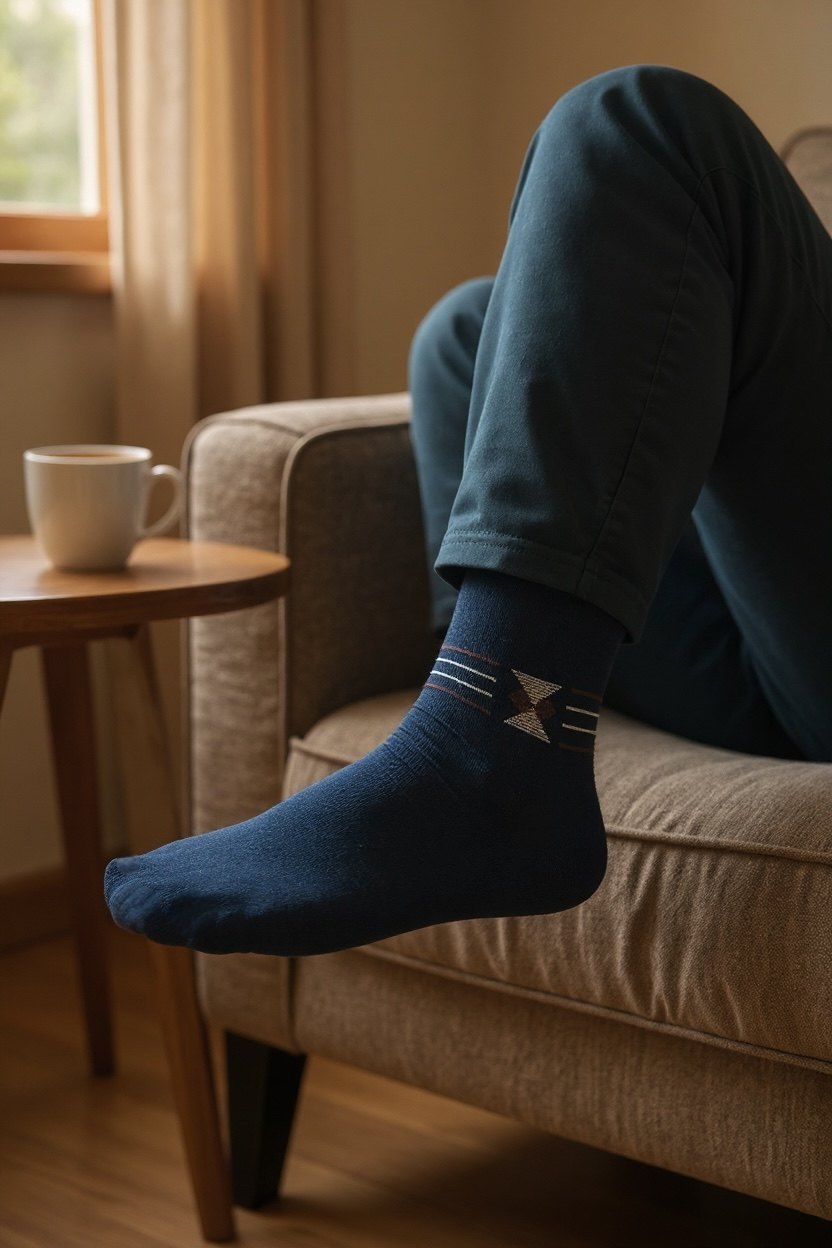 Erkek 6’lı Pamuklu Füme Ve Lacivert Karışık Soket Çorap Seti