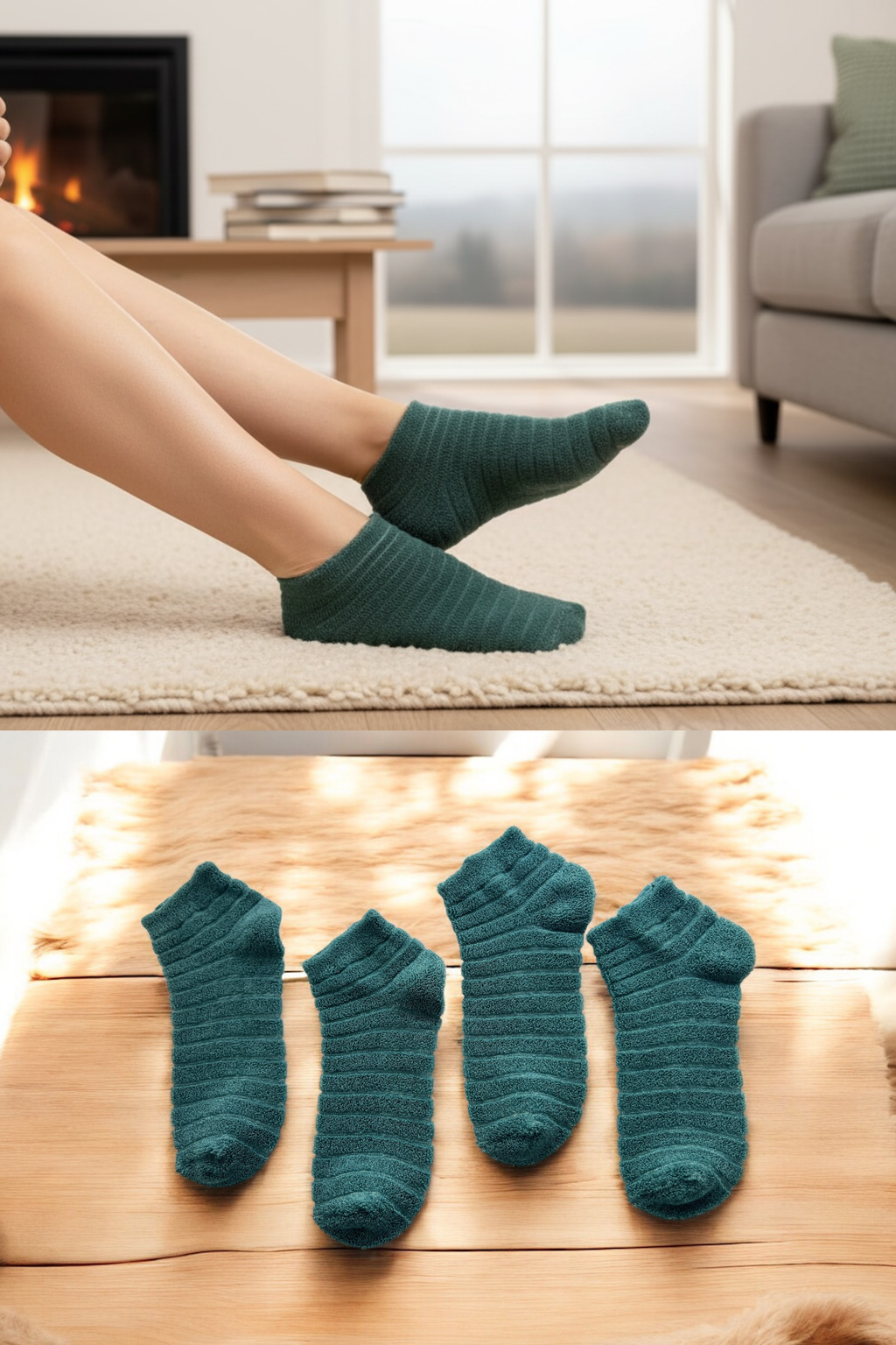 4'lü Kadın Ters Havlu Patik Çorap – Siyah Renk