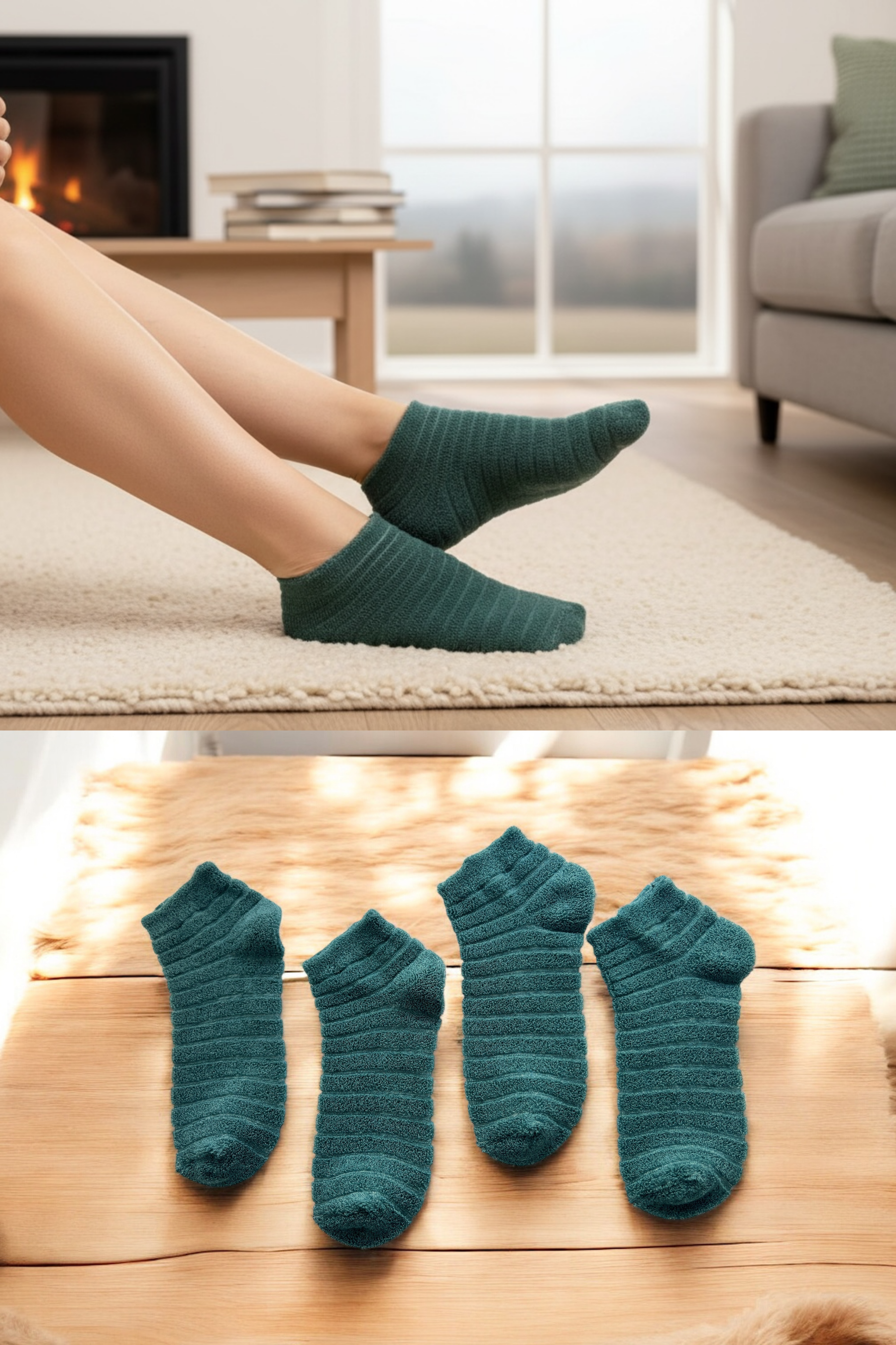 4'lü Kadın Ters Havlu Patik Çorap – Siyah Renk