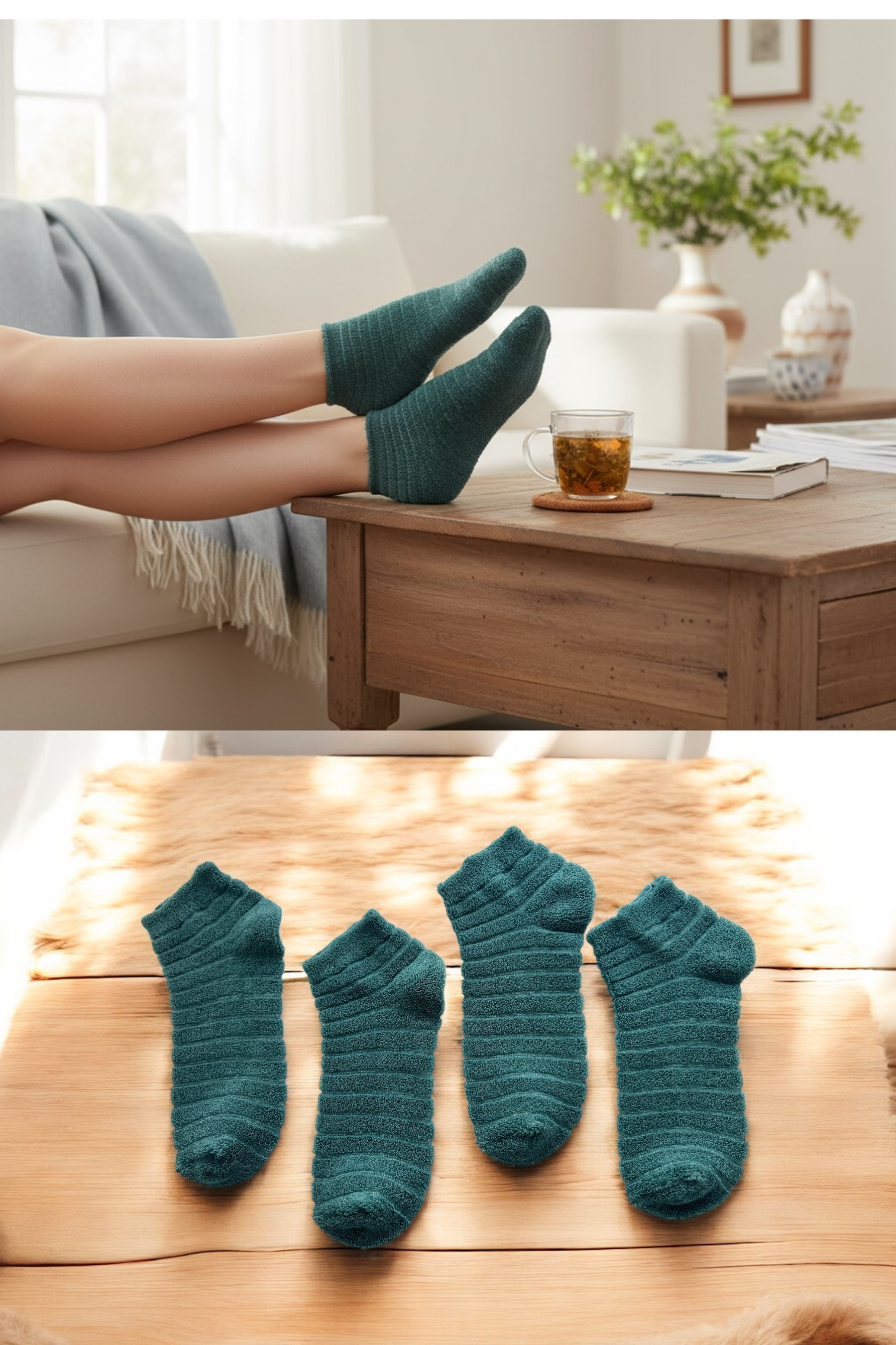 4'lü Kadın Ters Havlu Patik Çorap – Siyah Renk