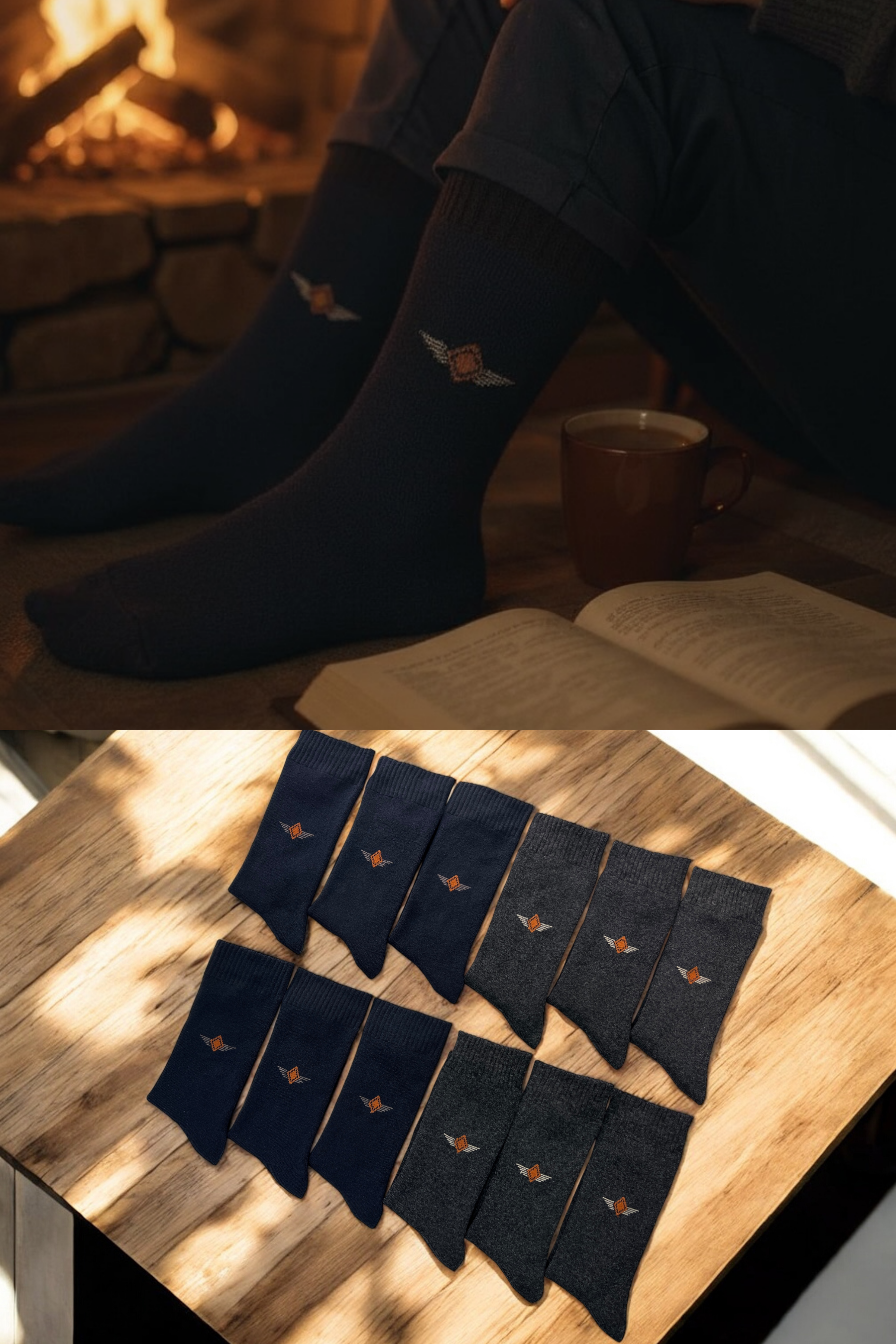 Erkek 12’li Havlu Pamuklu Soket Çorap Seti Lacivert Füme Kışlık Kalın Doku