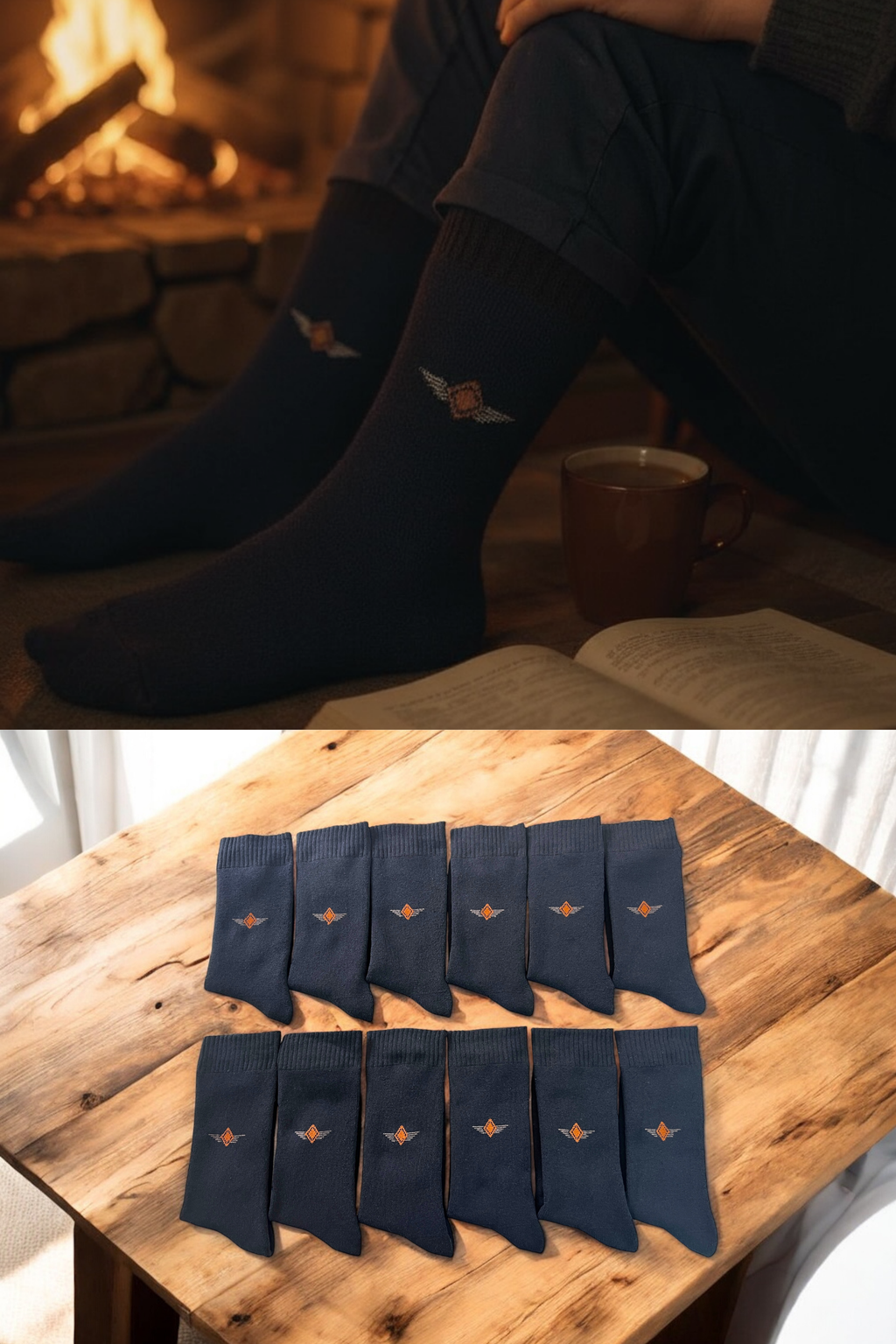 Erkek 12’li Havlu Pamuklu Soket Çorap Seti Lacivert Renk Kışlık Kalın Doku