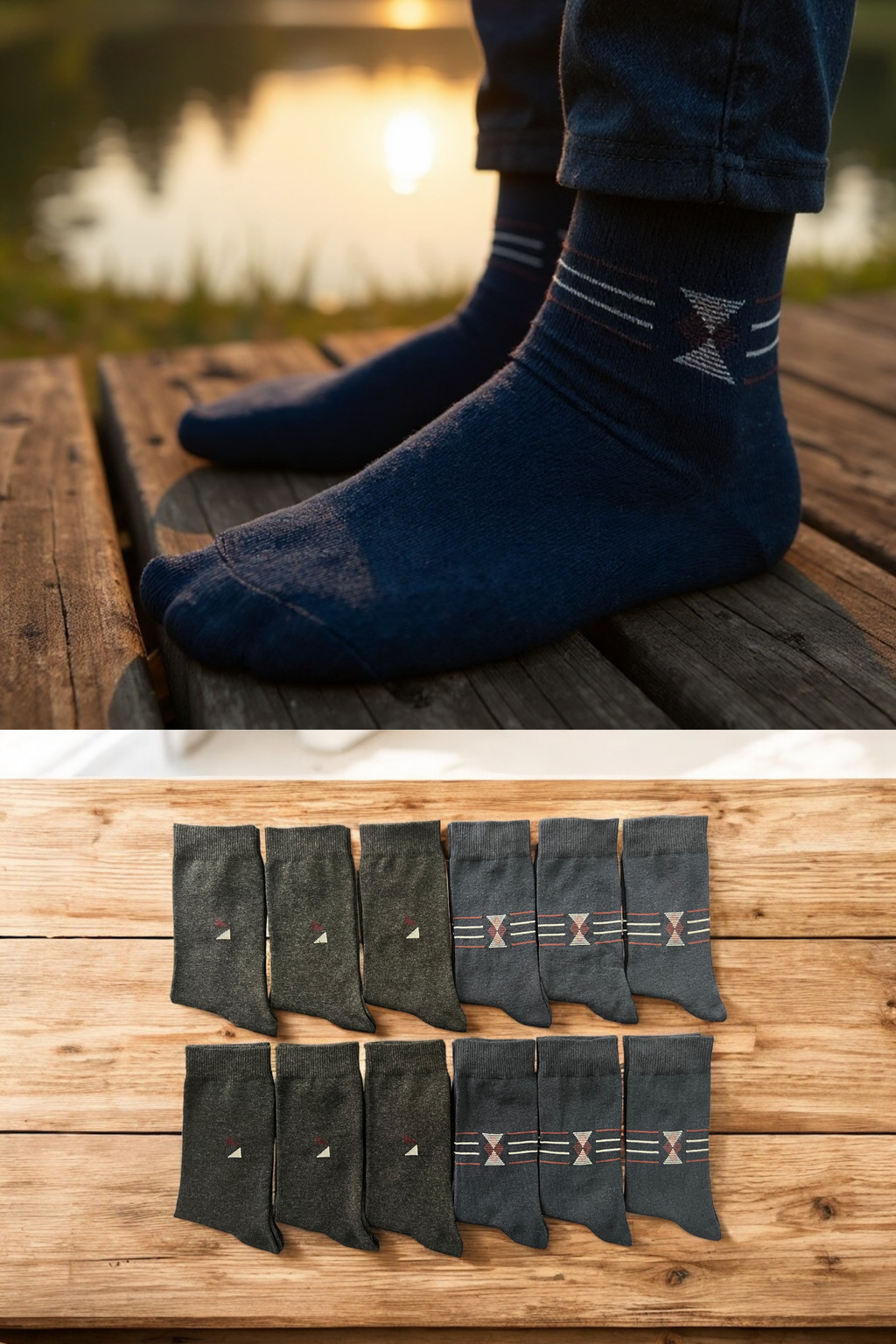 Erkek 6’lı Pamuklu Füme Ve Lacivert Karışık Soket Çorap Seti