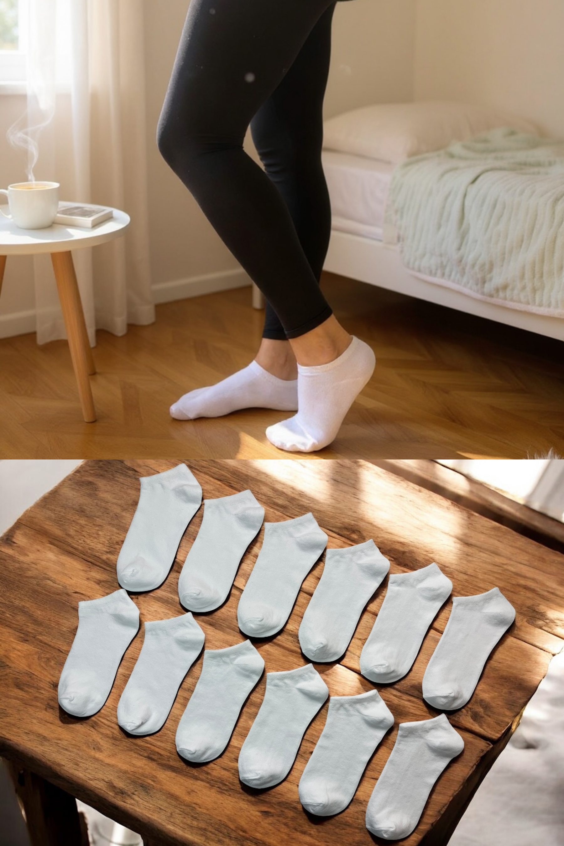 Kadın Erkek 8’li Pamuklu Düz Beyaz Patik Çorap Seti Rahat Nefes Alan