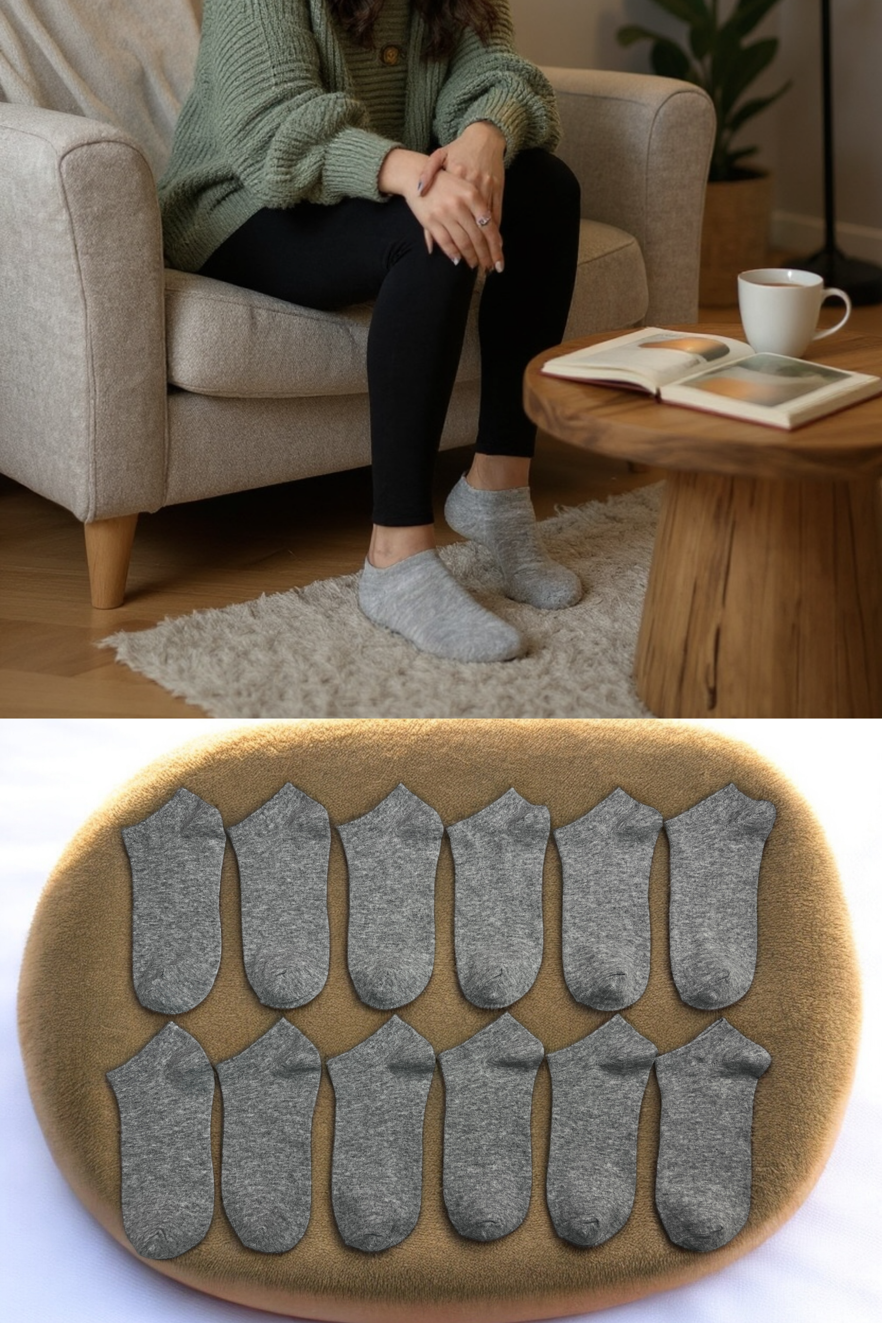 Kadın Erkek 8’li Pamuklu Düz Gri Patik Çorap Seti Rahat Nefes Alan