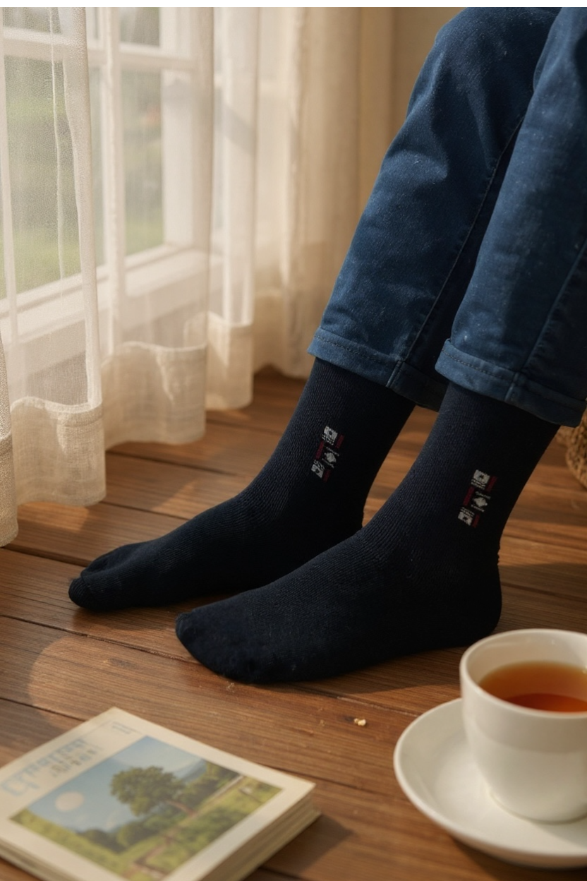 Erkek 12’li Havlu Pamuklu Soket Çorap Seti Siyah Lacivert Füme Kışlık Kalın Doku