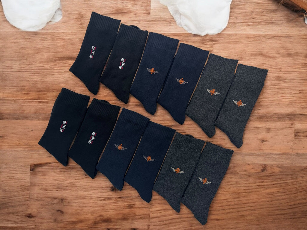 Erkek 12’li Havlu Pamuklu Soket Çorap Seti Siyah Lacivert Füme Kışlık Kalın Doku