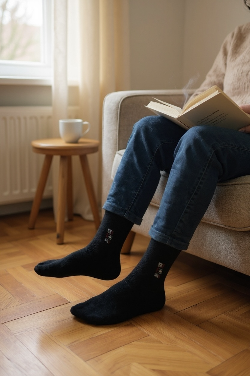 Erkek 5’li Havlu Pamuklu Soket Çorap Seti Siyah Renk Kışlık Kalın Doku