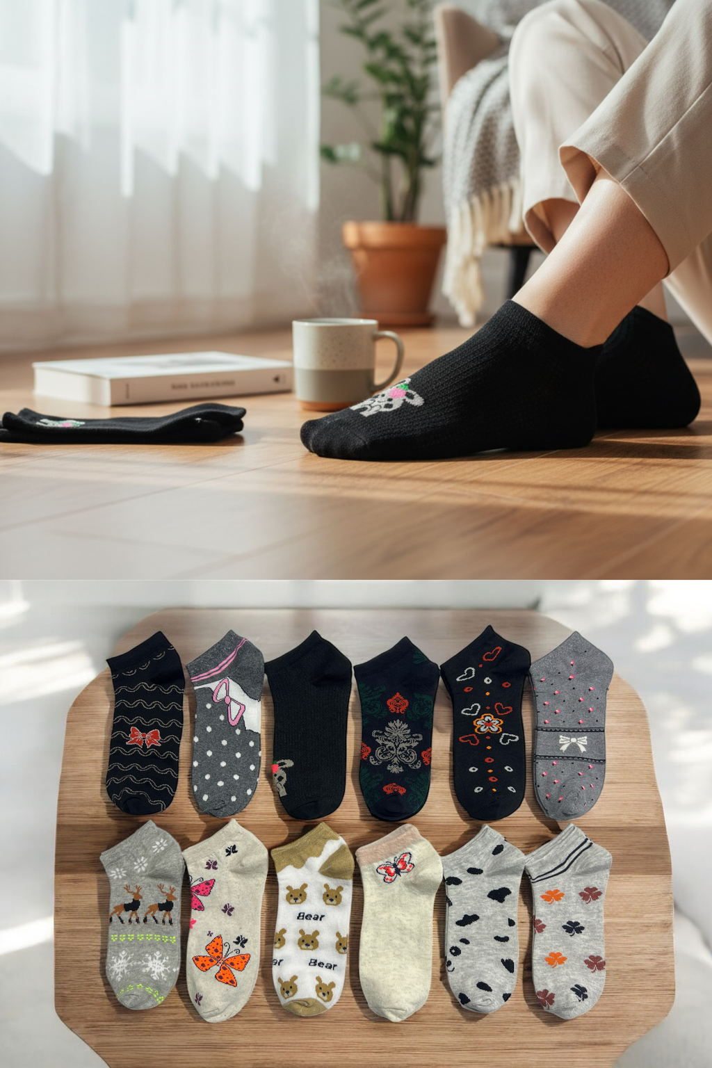 Kadın 8’li Karışık Renk Rahat Patik Çorap Seti Yumuşak Dokulu