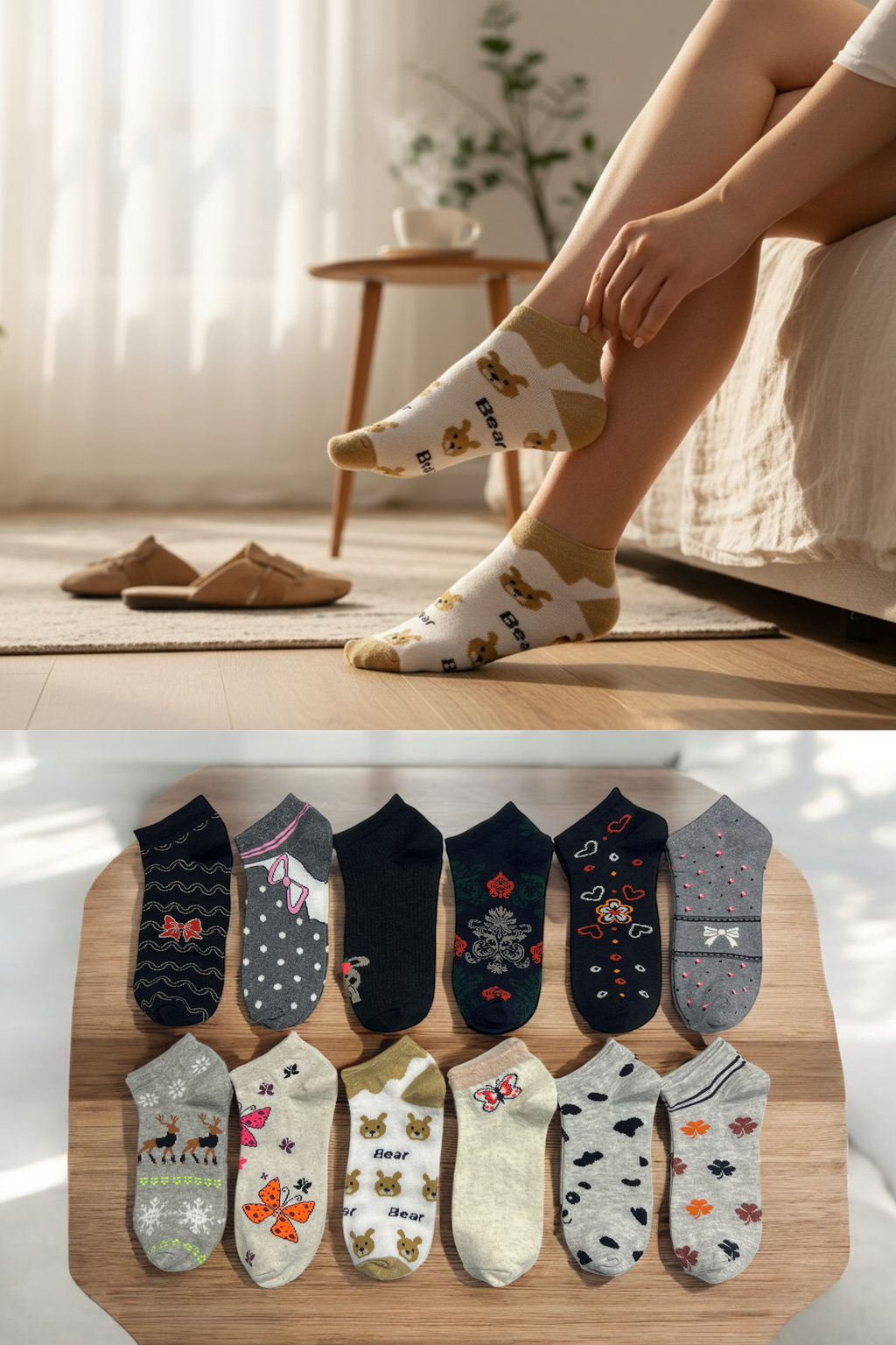 Kadın 8’li Karışık Renk Rahat Patik Çorap Seti Yumuşak Dokulu